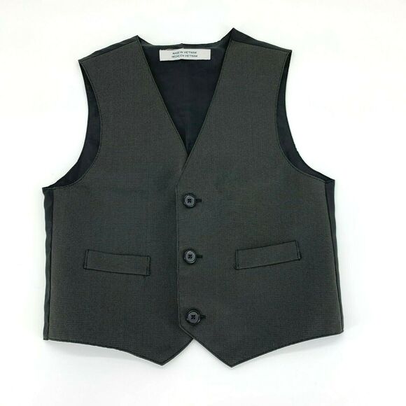 Boys Gray Button Down Front Formal Vest - Picture 1 of 5